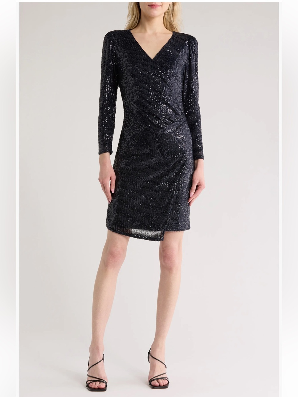 NWT Nanette Lepore Navy Sequin Wrap Belted Mini Dress Size 10